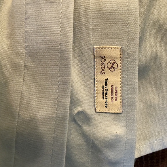 Teddy Stratford Classic Gabardine Shirt Light Blue M Slim Fit - Picture 7 of 7